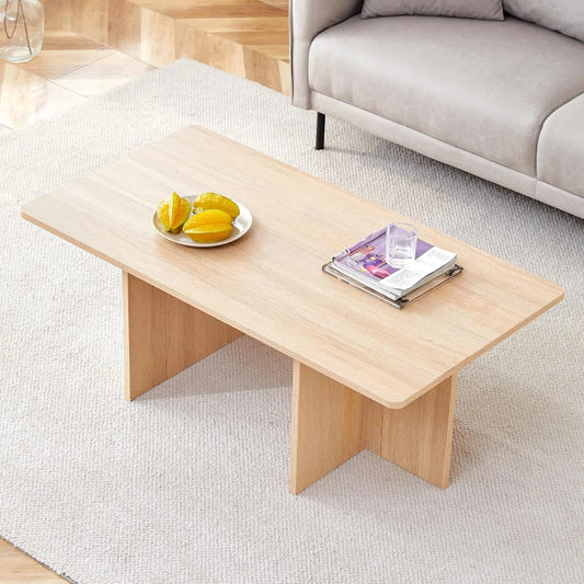 Sudica 44.8” Natural Wood Color Rectangle MDF Coffee Table,Wood Coffee Table with Stable Triangular Support for Living Room/Bedroom