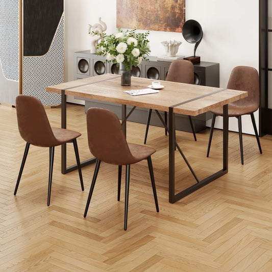 Sudica 5-Piece Rectangular Dining Set,Mid-Century Modern Table and 4 Chairs for Dining Room,Living Room,or Kitchen ,Brown