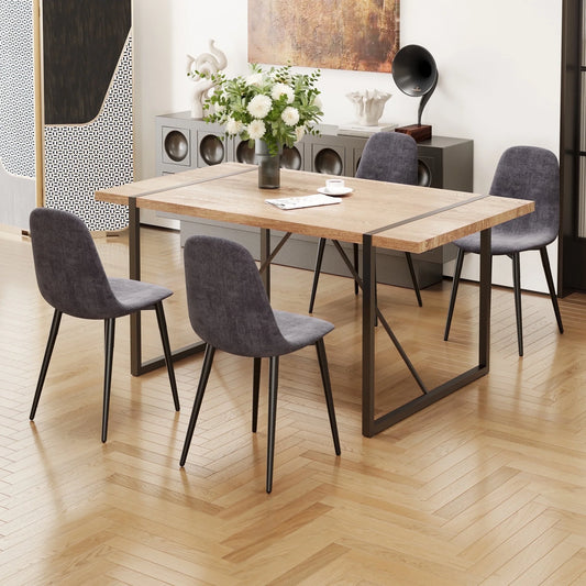 Sudica 5-Piece Rectangular Dining Set,Mid-Century Modern Table and 4 Chairs for Dining Room,Living Room or Kitchen ,Dark Gray