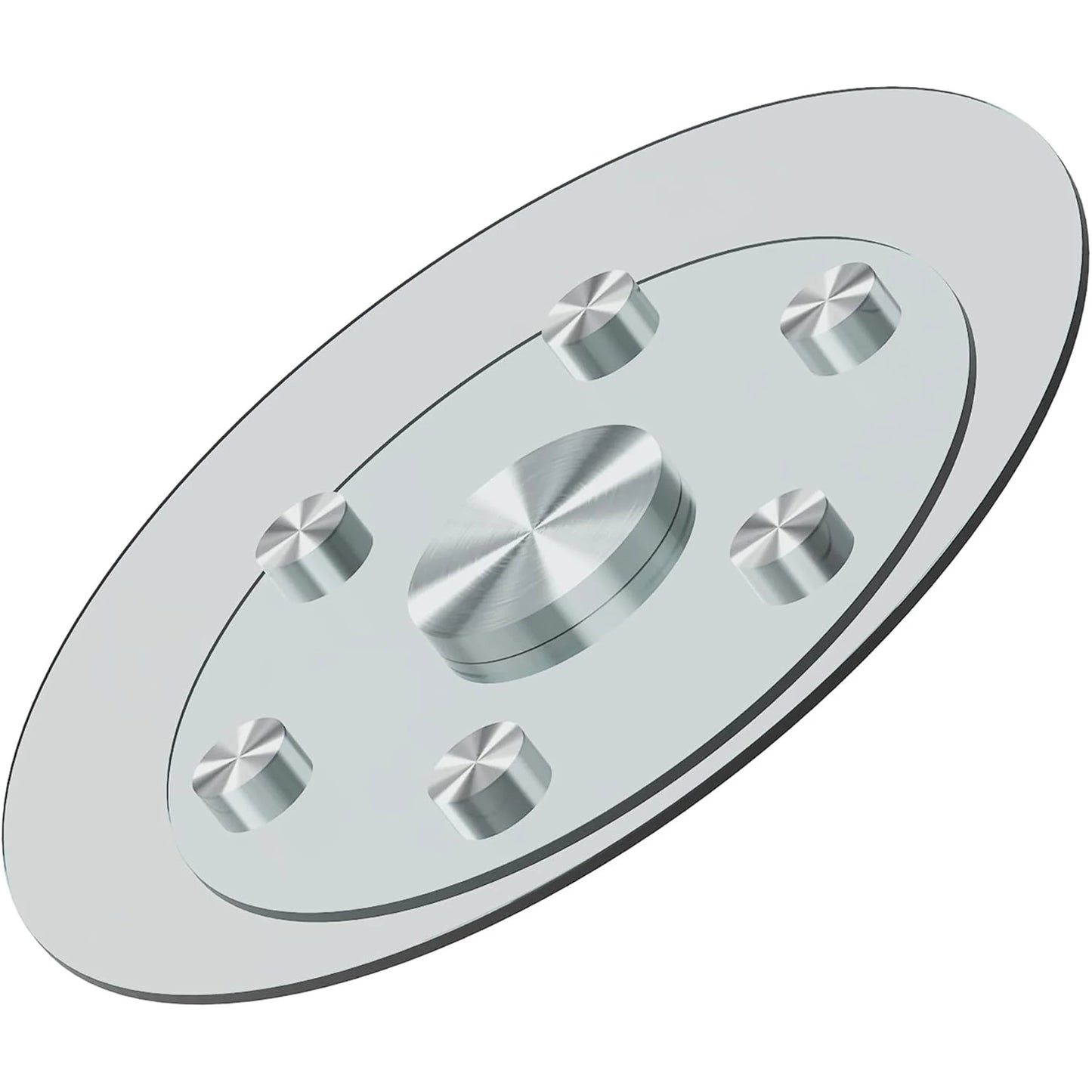 SUDICA 20" Transparent Tempered Glass Lazy Susan Turntable with Silver Base, Double Layer Dining Table Top