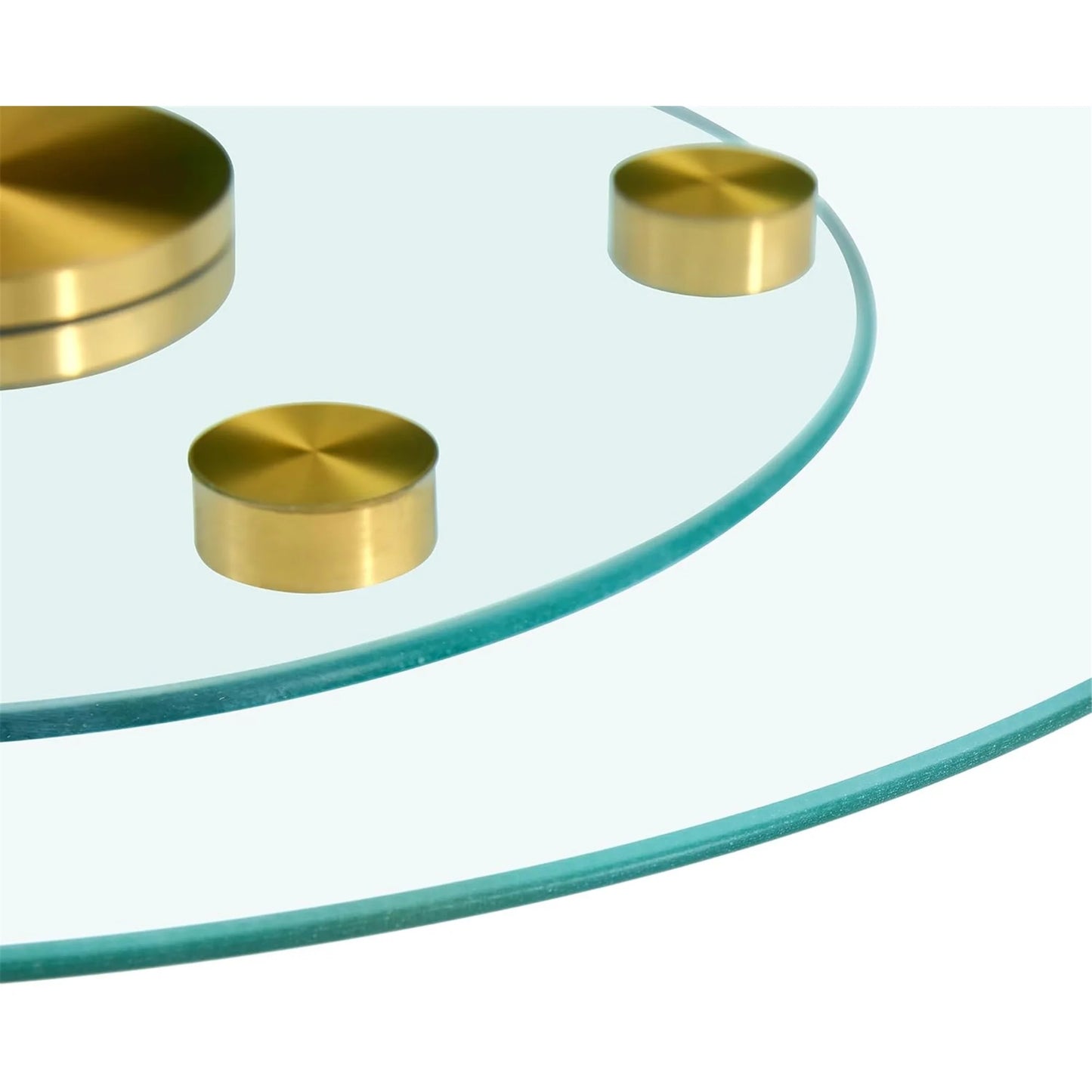 SUDICA 20" Transparent Tempered Glass Lazy Susan Turntable with Gold Base, Double Layer Dining Table Top
