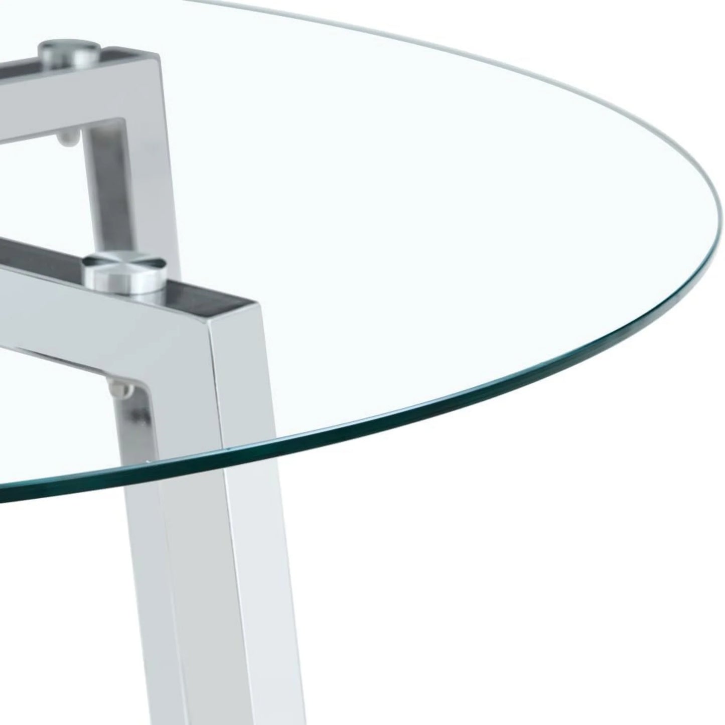 Sudica 47.3"Round Dining Table. Modern Minimalist Kitchen Table Glass with Metal Legs, for Kitchen, Dining Room, Silver