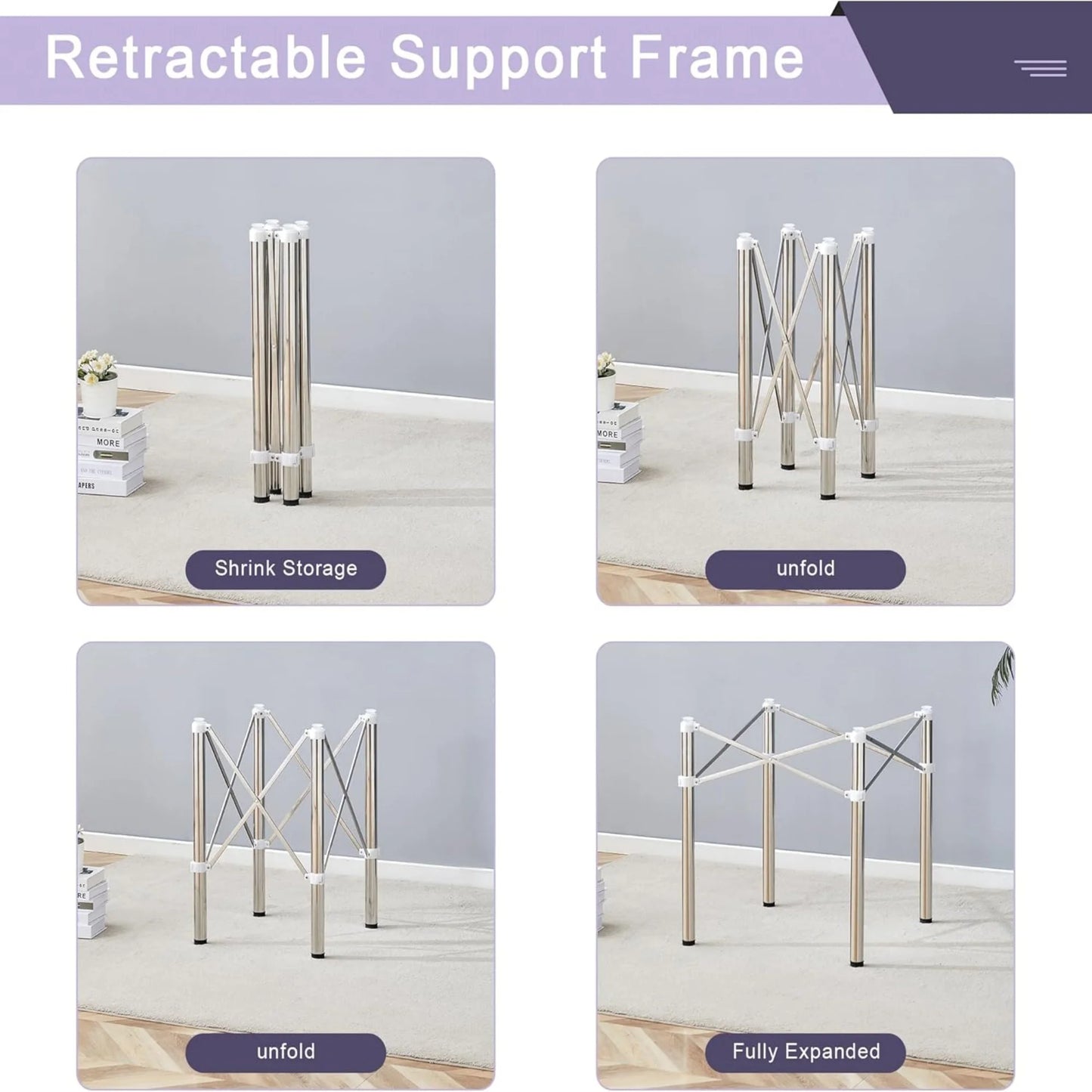 Sudica 28" Adjustable Silver Metal Table Legs,Folds for Space-Saving, Supports Up to 100lbs, Modern Table legs for Tables/Dining Table/Coffee Table