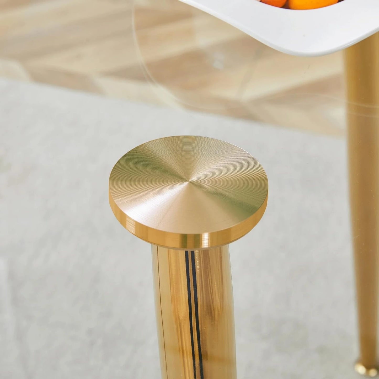 Sudica 40‑Inch Tempered Glass Round Dining Table, Gold Metal Legs, Modern Kitchen & Dining Room