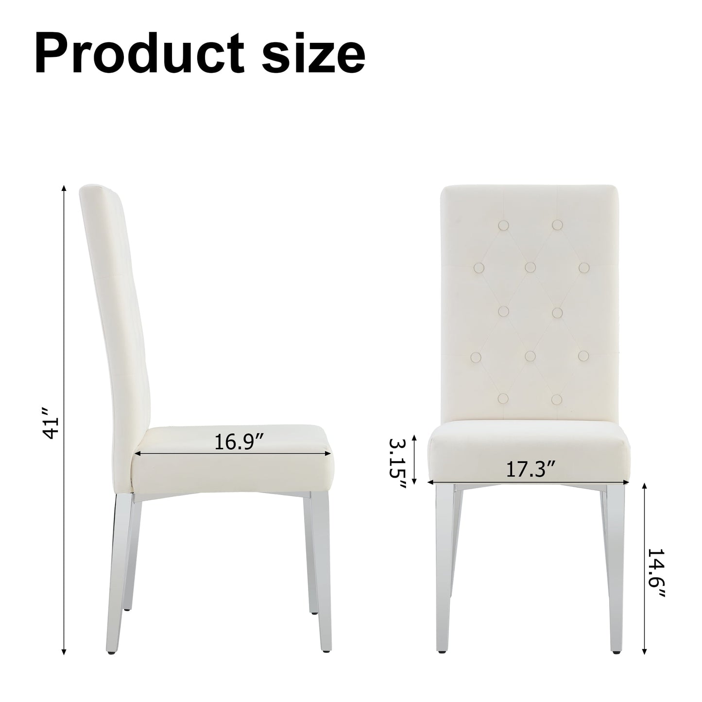 Upholstered Velvet Dining Chairs Set of 2 Tufted Mid-Century Modern Dinner Chairs with Chomon Legs for Kitchen, Beige