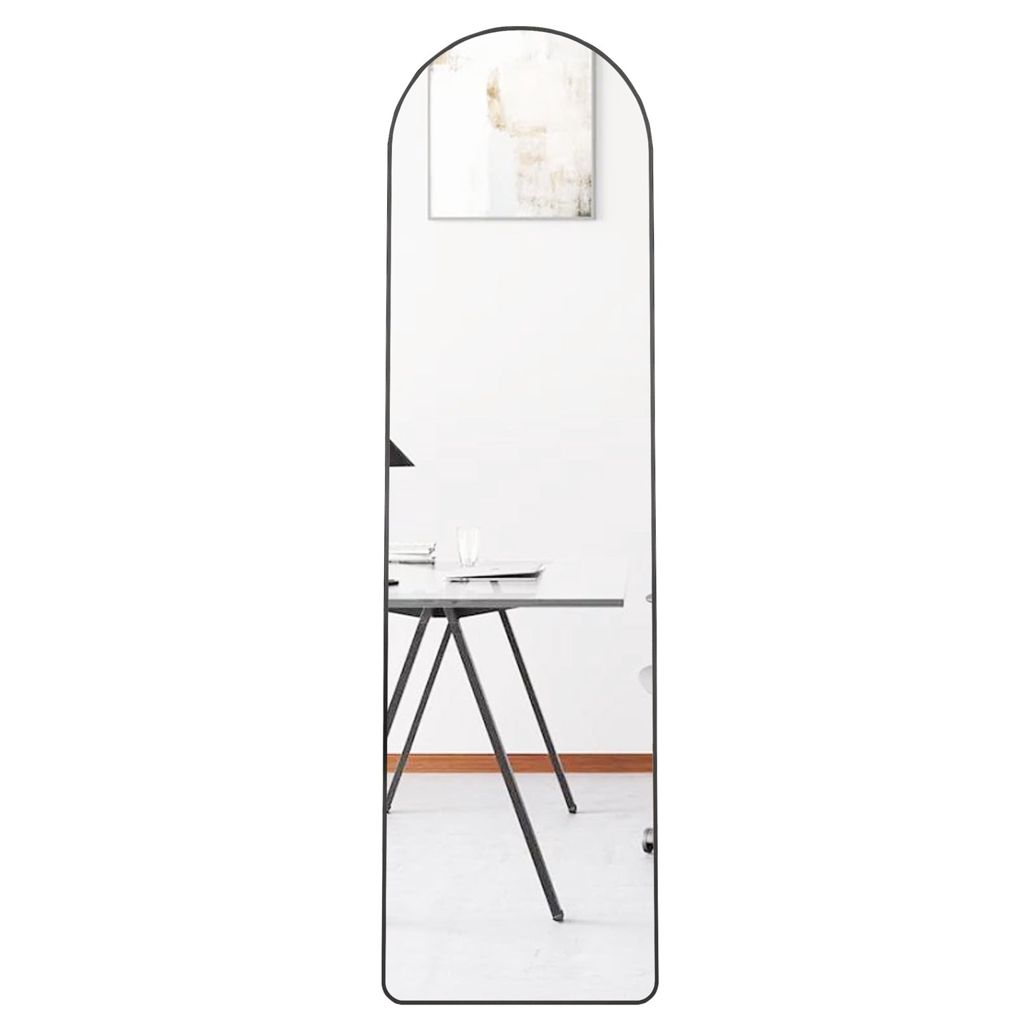 Sudica Black Arched Floor Mirror 60"x16.5" Wall Full Length Body Mirror with Stand for Living Room