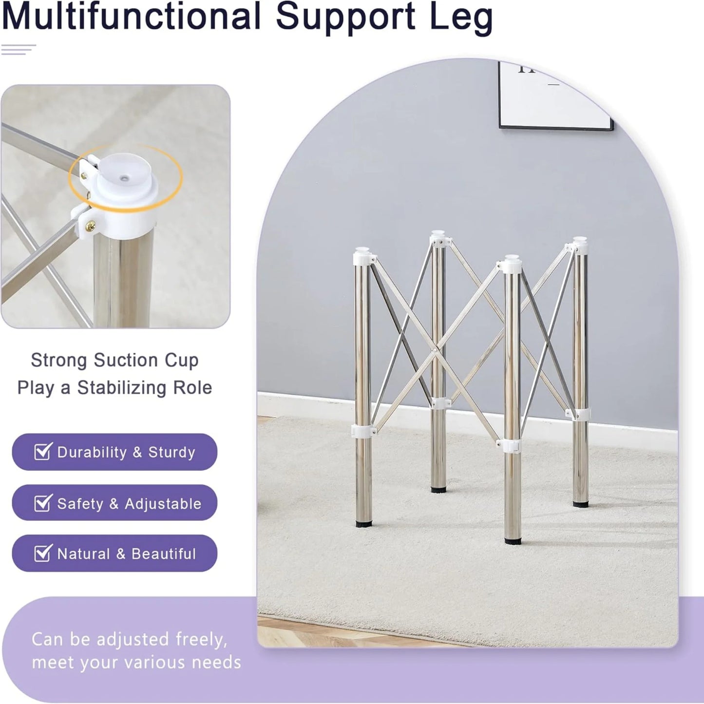 Sudica 28" Adjustable Silver Metal Table Legs,Folds for Space-Saving, Supports Up to 100lbs, Modern Table legs for Tables/Dining Table/Coffee Table