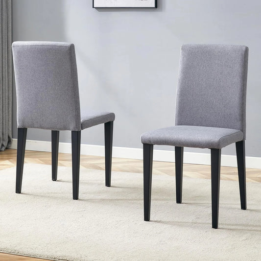 SUDICA Gray Fabric Dining Chairs Set of 2, Upholstered Parsons Style with Metal Legs for Kitchen
