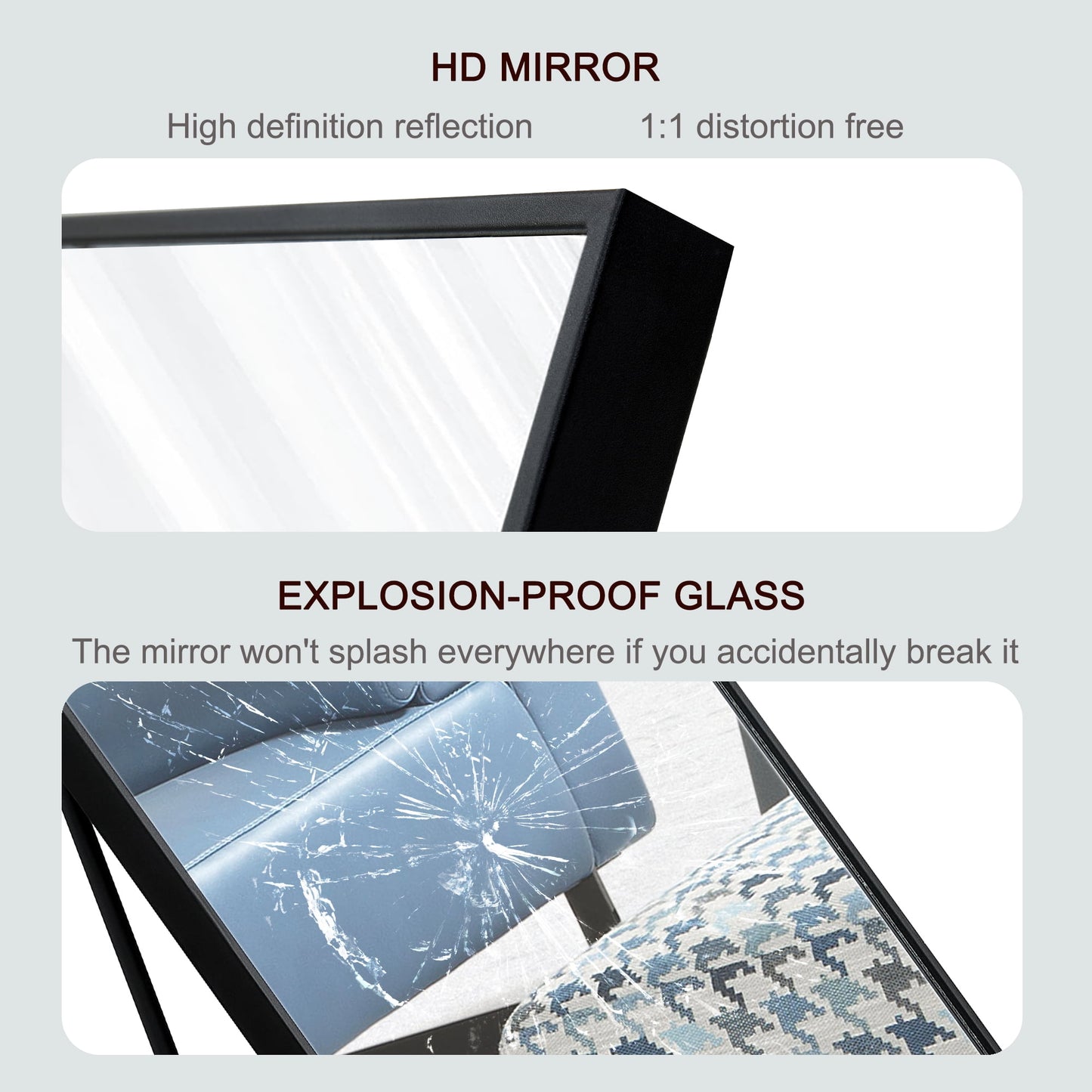 Sudica Standing Floor Mirror 63"x20" Full-Length Rectangular Bedroom Body Mirror with Metal Black Frame
