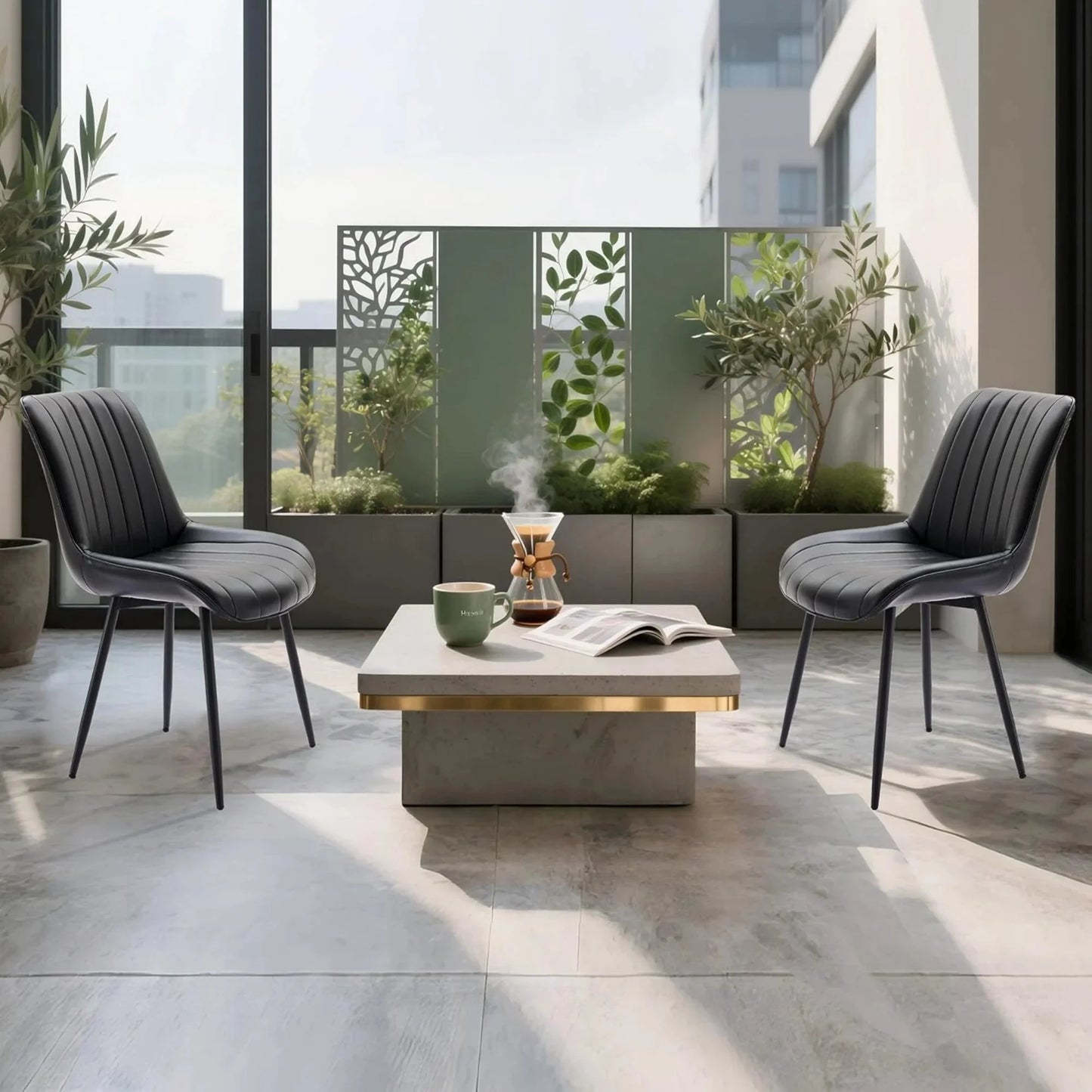 PU Leather Dining Chairs Set of 4, Modern Dining Kitchen Chairs with Cushion Seat Back   Metal Legs, Upholstered Chairs for Home Kitchen Restaurant Dining Living Room (Beige)