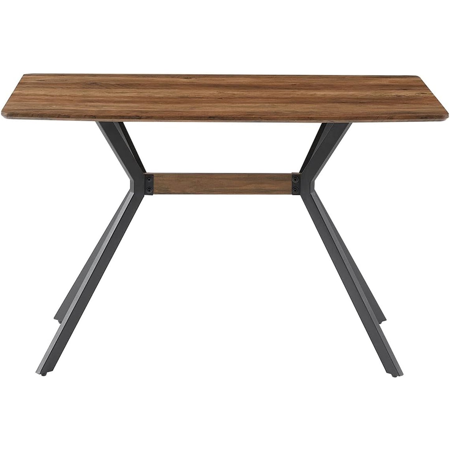 47" Wood Dining Table, Simple Modern Kitchen Table with Wooden Tabletop&Black Metal Transfer Legs, Office Table for Dining Room, Kitchen, Perfect for Apartment