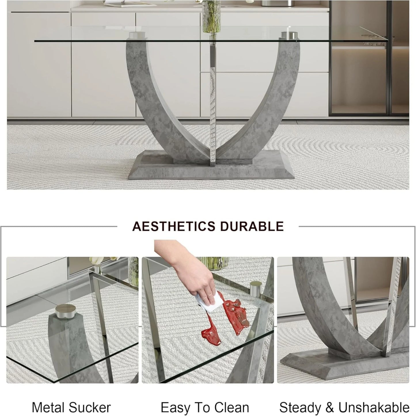 1548Silver Table + 6 Dark Gray Chair